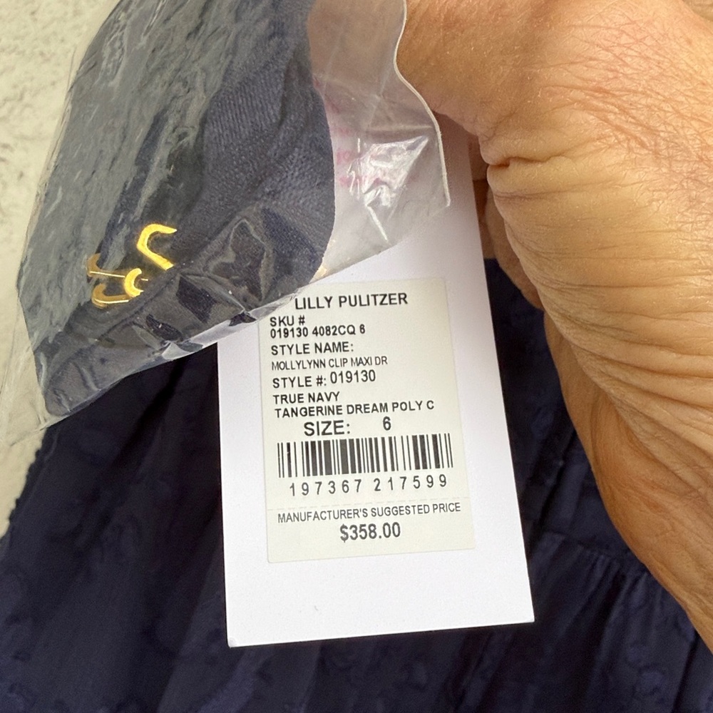 NWT Lilly Pulitzer Mollylin Clip Maxi Dress True Navy Size 6 - Picture 7 of 13